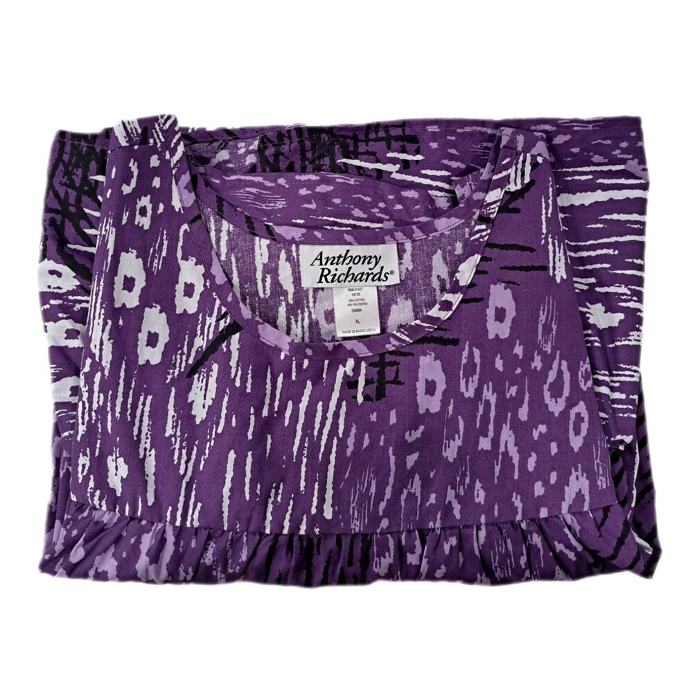 Anthony Richards VTG Purple Printblock Mumu Patio Dress Midi Women's Size XL - Picture 8 of 8